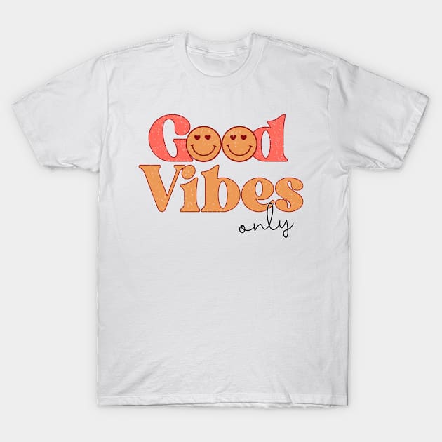 Good Vibes Only Boho Retro Style T-Shirt by little.tunny